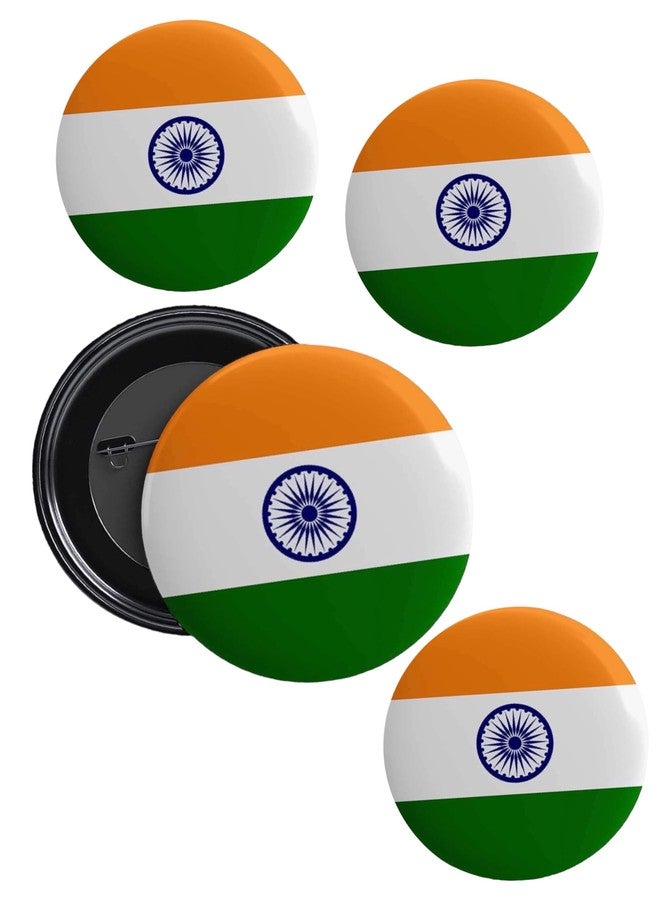 Le Delite Presents (Pack of 5) Indian Flag Badges (Round Pin Badge) for Independence Day/Republic Day & Other Events | National Flag Badge for School, Govt Functions - Image 1